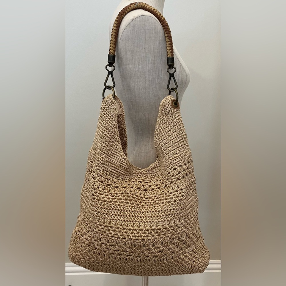 The Sak Beige Crochet Hobo Bag with Braided Handle - Picture 2 of 9